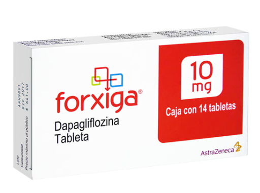 [5000456076708] Forxiga Dapagliflozina Tableta Cada tableta contiene: Dapagliflozina propanodiol equivalente a 10 mg de dapagliflozina. Envase con 14 tabletas.