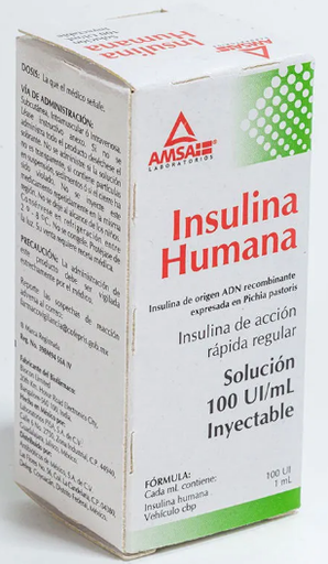 [7501349021334] INSULINA HUMANA (Amsa) Sol. Iny. c/1 FCO. AMP. 10 ML. 100 UI/1 ML.