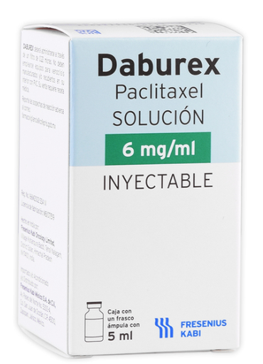 [7501052713908] Daburex Paclitaxel solución inyectable  Cada frasco ámpula o vial contiene: Paclitaxel 30 mg (30 mg/5mL) Envase con 1 frasco ámpula o vial.