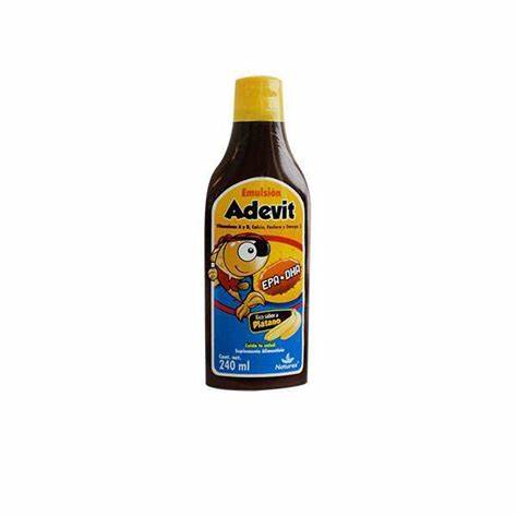 ADEVIT EMULSIÓN Sabor Plátano Fco. 240 ML. Aceite de hígado de bacalao ...