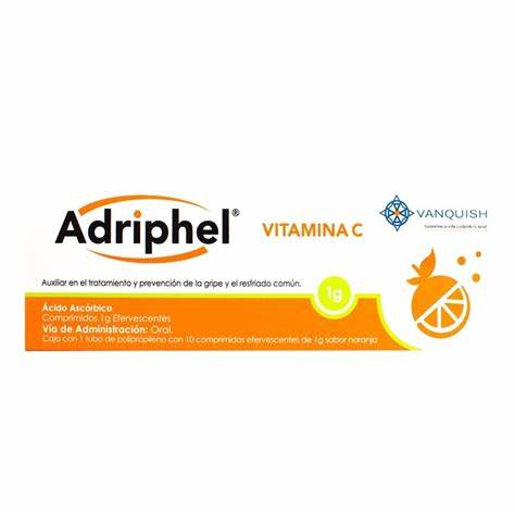 [7502215782892] ADRIPHEL c/10 COMPS. EFERVS. Sabor Naranja 1 G. NA