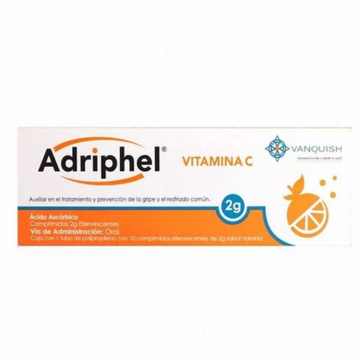 [7502215787613] ADRIPHEL c/10 COMPS. EFERVS. Sabor Naranja 2 G. NA