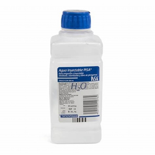 [7501125110764] AGUA INYECTABLE (Pisa) SOLUCIÓN Fco.  500 ML. NA