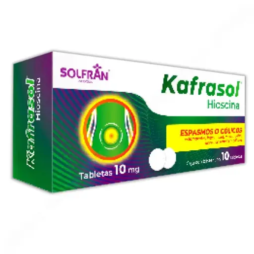 [7502274791842] KAFRASOL c/10 TABS. 10 MG. Butilhioscina ó Hioscina (Tabs. Orales). NA
