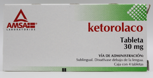 [7501349024328] KETOROLACO 30 MG SUBLINGUAL AMSA 4 TABS COLLINS