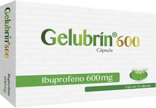 [7503027446279] GELUBRÍN C/10 CAPS. 600 MG. Ibuprofeno 600mg. (Cápsula blanda). PROGELA