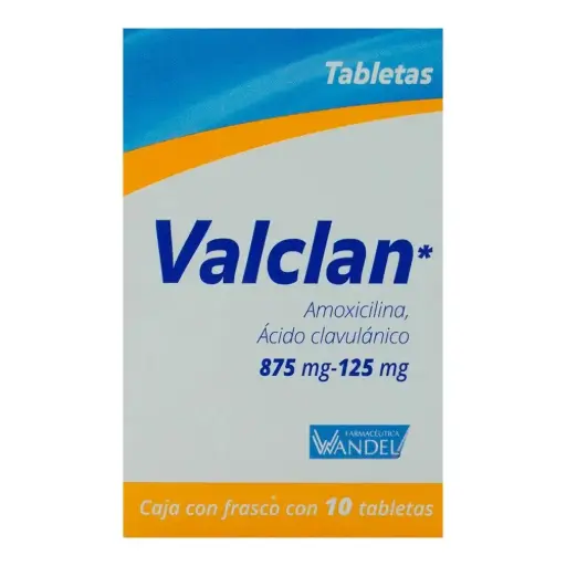[7503001007250] VALCLAN 12H. c/10 TABS. 875/125 MG. Amoxicilina+Ácido Clavulánico 875/125mg. (Tabs. Orales 12H). WANDEL