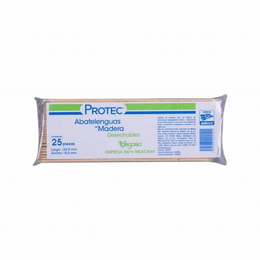 [7501281200101] ABATELENGUAS de MADERA (Protec) Paq. c/25 Pzs. NA