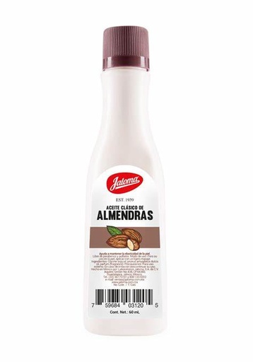 [759684031205] ACEITE de ALMENDRAS Clásico (Jaloma) Fco.  60 ML. Aceite de Almendras NA