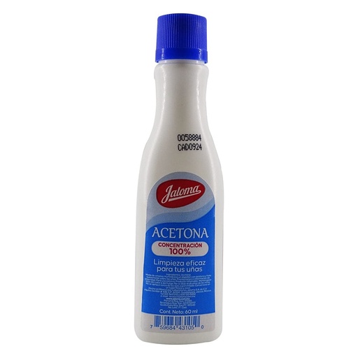 [759684431050] ACETONA CONCENTRACIÓN 100% (Jaloma) Fco. c/ 60 ML. Quita esmalte de uñas (Acetona pura) NA