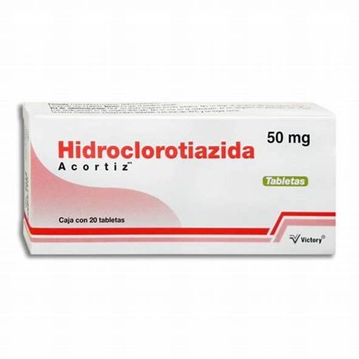 [656599040639] ACORTIZ Cja. c/20 TABS. 50 MG. Hidroclorotiazida 50mg. NA