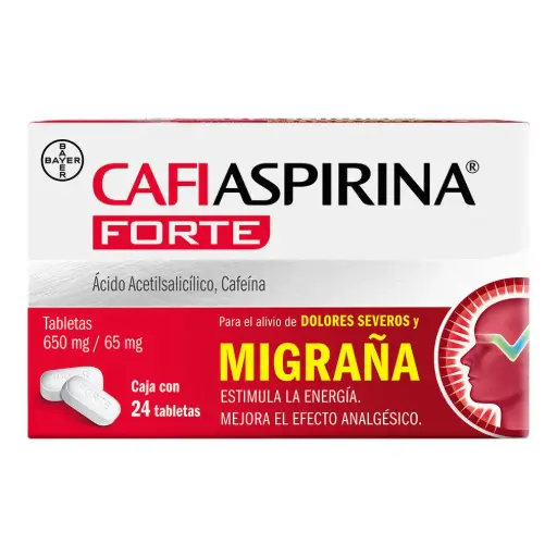 [7501008433553] ACIDO ACETILSALICILICO/CAFEINA CAFIASPIRINA FORTE 650/65MG 24 TABS COLLINS