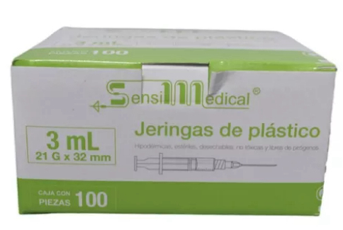[7506022301758] SensiMedical JERINGA 3 mL. c/AGUJA 21Gx32mm. c/100 Piezas.