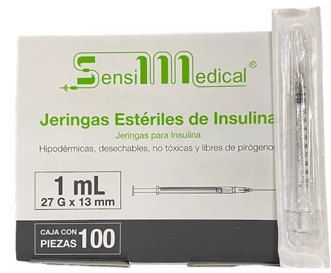 [7506022301888] SENSIMEDICAL JERINGA 1ML INSULINA 27X13  Pieza 100 Pieza