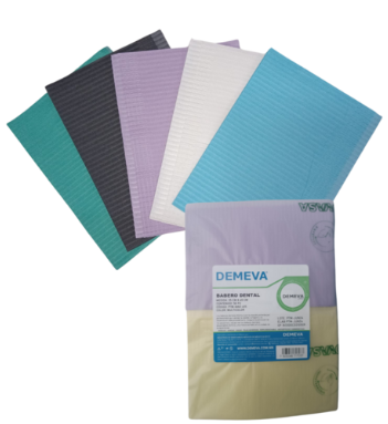 [PTM-BAD-4 15] Babero dental de papel 35 cm x 45 cm multicolor 50 pz DEMEVA Con doble capa de papel y una de polietileno.Excelente absorción y barrera contra la humedad. Tamaño: 35 cm x