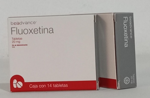 [7502216797697] Beadvance Fluoxetina Cápsula o Tableta Cada Cápsula o Tableta contiene: Clorhidrato de fluoxetina equivalente a 20 mg de fluoxetina. Envase con 14 Cápsulas o Tabletas.