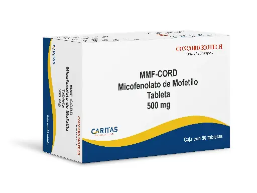 [8904270601405] Mmf-cord Micofenolato De Mofetilo 500 Mg. Caja con 50 Tabletas.