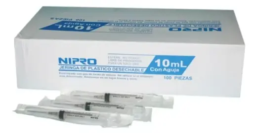 [4968420726947] JERINGA DESECHABLE 10 ML 21G X 32MM. CONTIENE 100 PIEZAS
