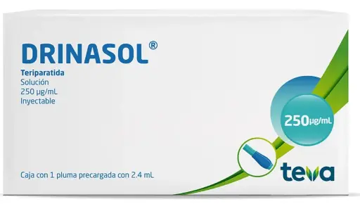 [7501250811437] DRINASOL TERIPARATIDA 250 mcg/ml. Solucion inyectable pluma precargada con 2.4 ml IV. C/1