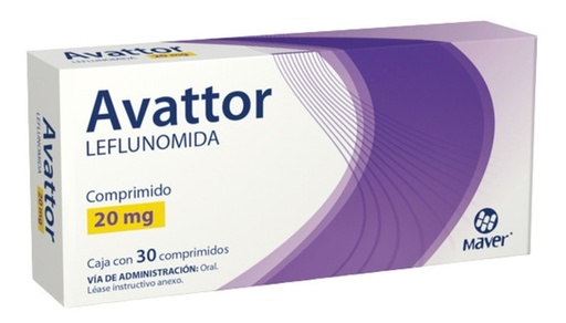 [7502009746178] Avattor Leflunomida Comprimido Cada Comprimido contiene: Leflunomida 20 mg Envase con 30 Comprimidos. MAVER